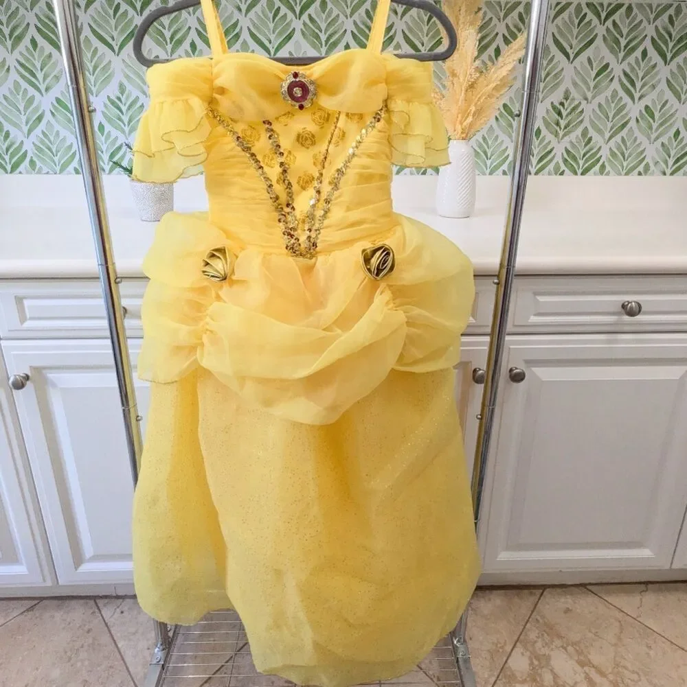 Belle Iconic Yellow Gown Disney Costume Girls Princess 9/10 Beauty and the Beast - Picture 3 of 6